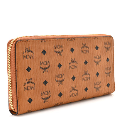 MCM Visetos Large Zip Around Wallet Cognac 3 of 8