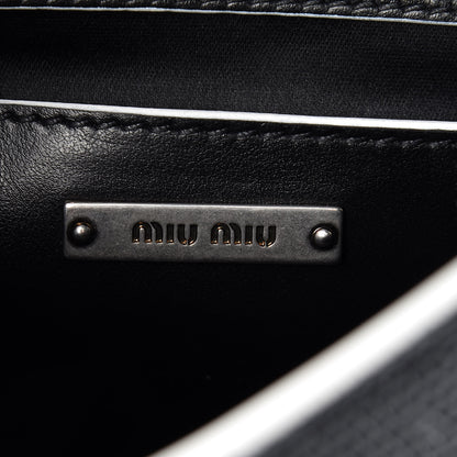 Miu Miu Embossed Lizard Calfskin Crystal Embellished Saint Lucertola Shoulder Bag Black 7 of 12