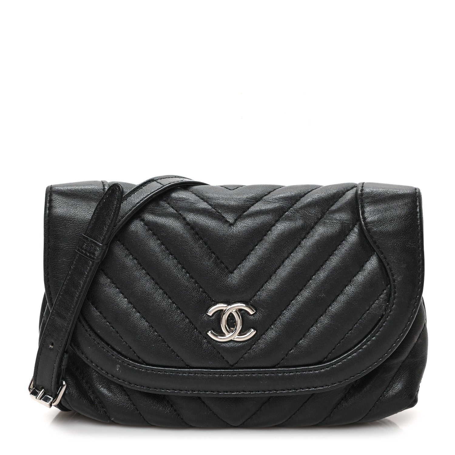 Chanel Calfskin Chevron Waist Belt Bag Black 1 of 9