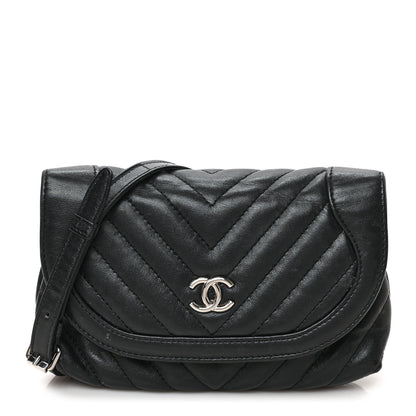 Chanel Calfskin Chevron Waist Belt Bag Black 1 of 9