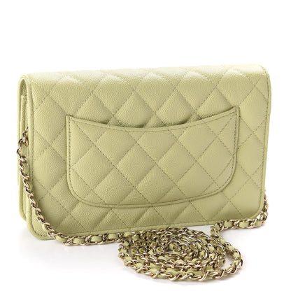 Chanel Caviar Quilted French New Wave Chain CC Wallet On Chain WOC Light Green 3 of 12