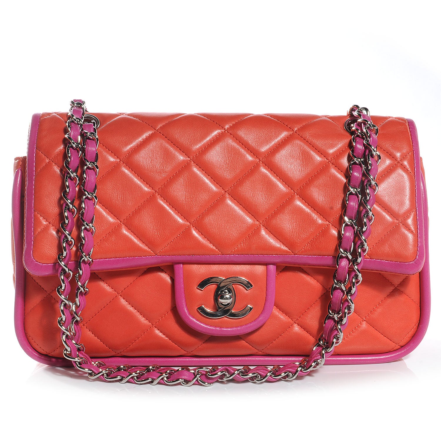 Chanel Lambskin Quilted Medium Double Flap Coral 1 of 7
