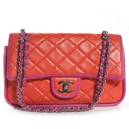 Chanel Lambskin Quilted Medium Double Flap Coral 1 of 7
