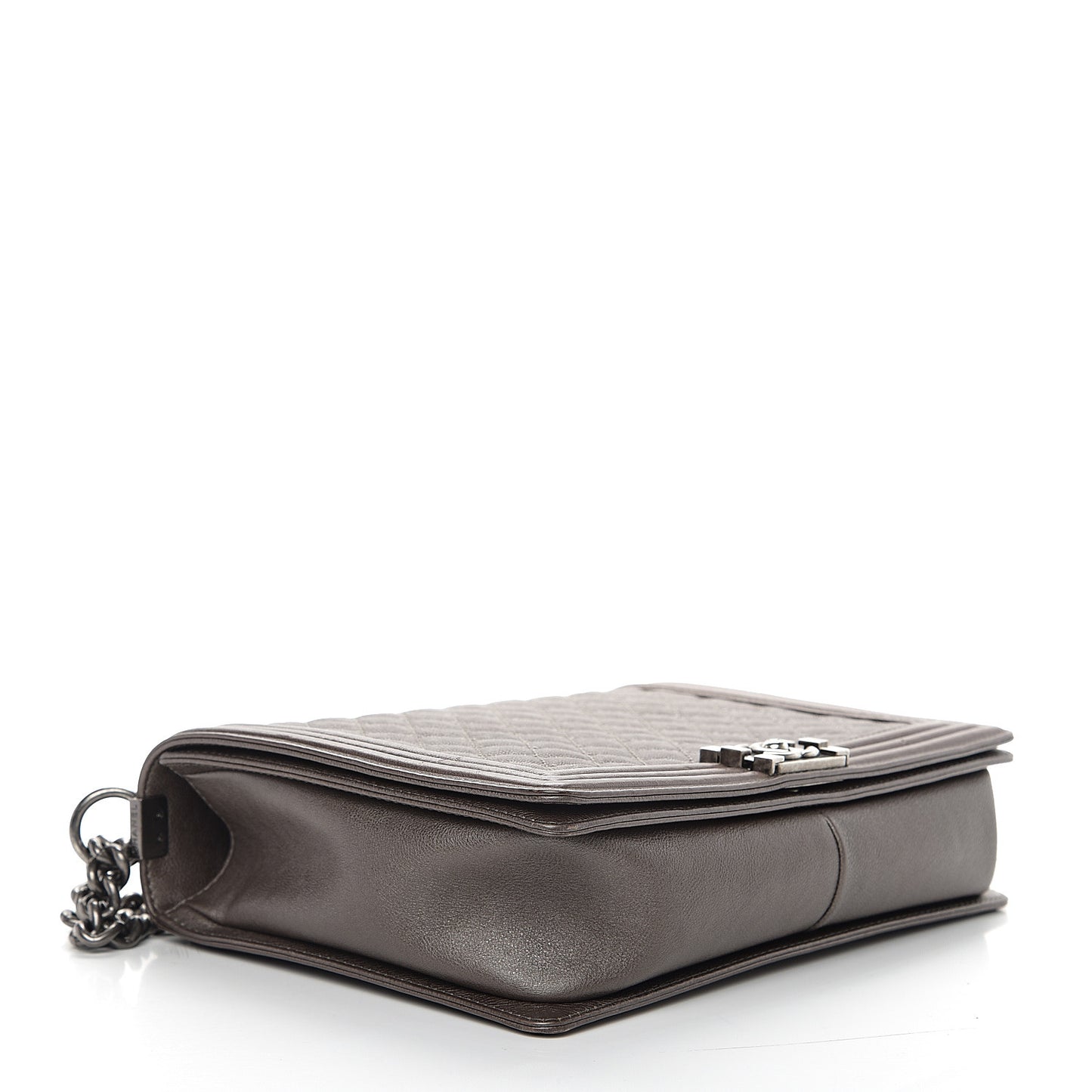 Calfskin Quilted Large Boy Flap Grey