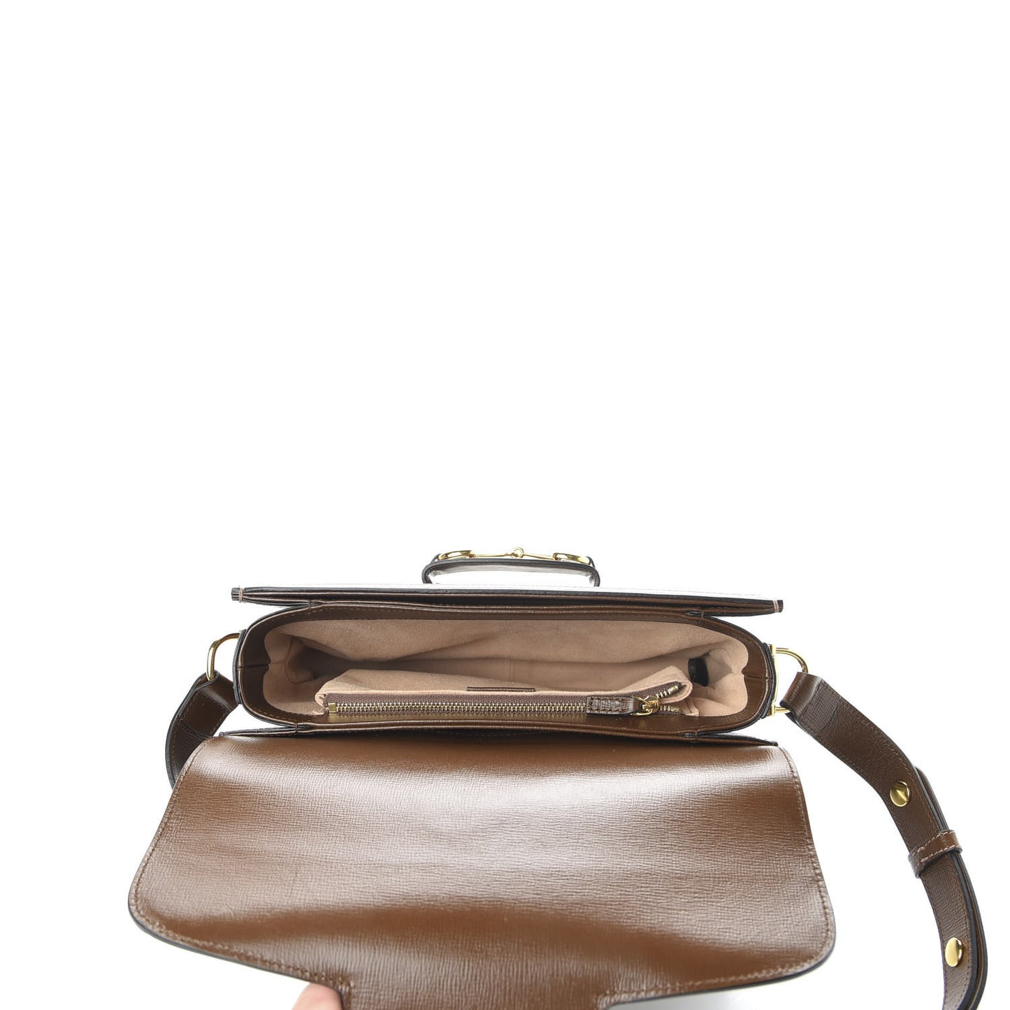 GG Supreme Monogram Horsebit 1955 Shoulder Bag Beige Brown Sugar
