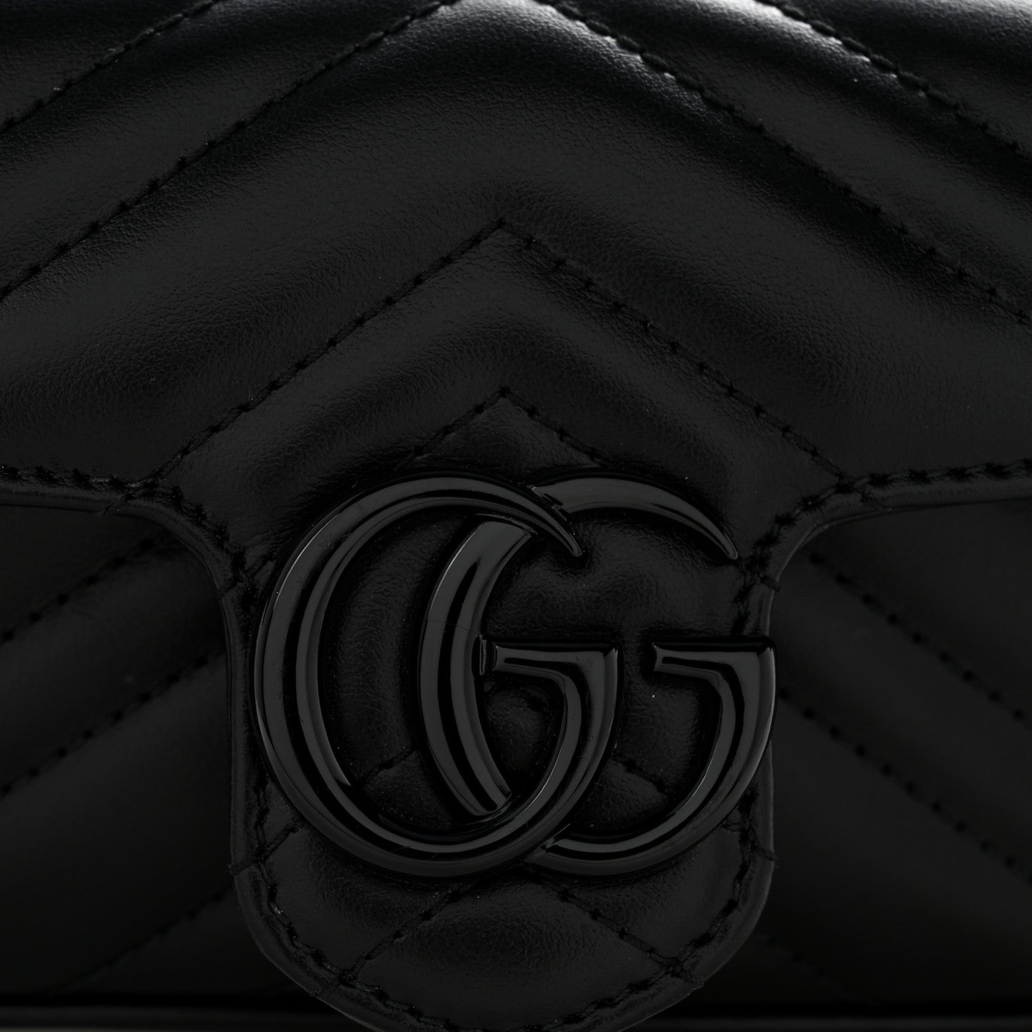 Gucci Calfskin Matelasse Monochrome GG Marmont Chain Belt Bag Black 12 of 12