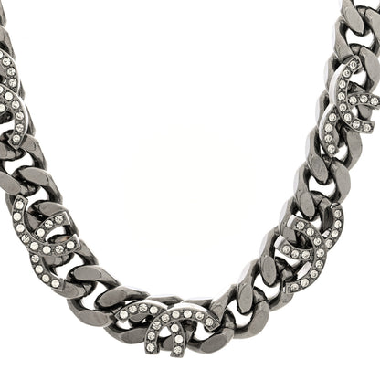 Chanel Ruthenium Crystal Chain CC Choker Necklace 1 of 5
