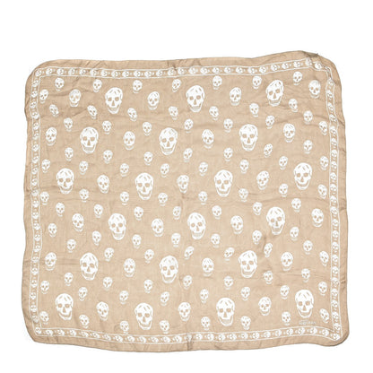 Alexander McQueen Silk Chiffon Skull Scarf Beige Ivory 1 of 4