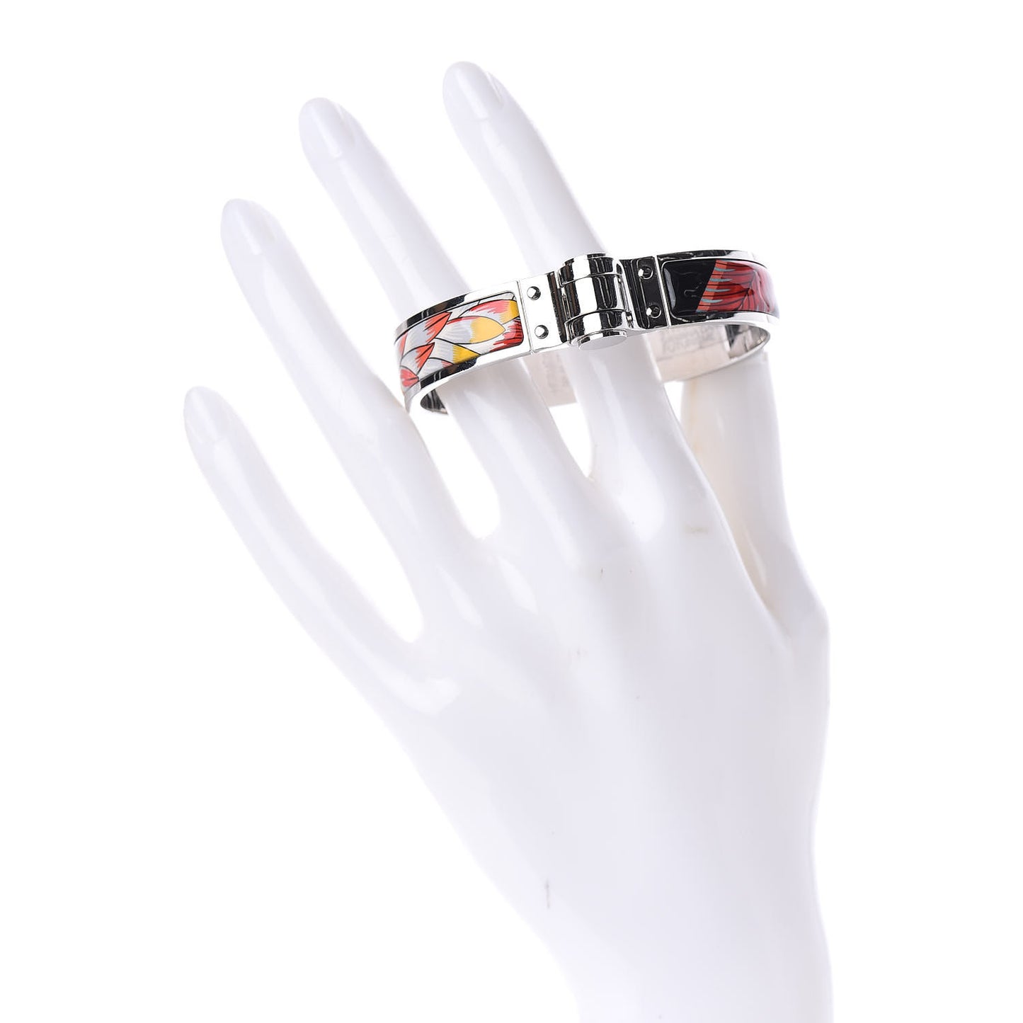 Enamel Printed Narrow Charniere Savana Dance Hinged Bracelet S Futurisme