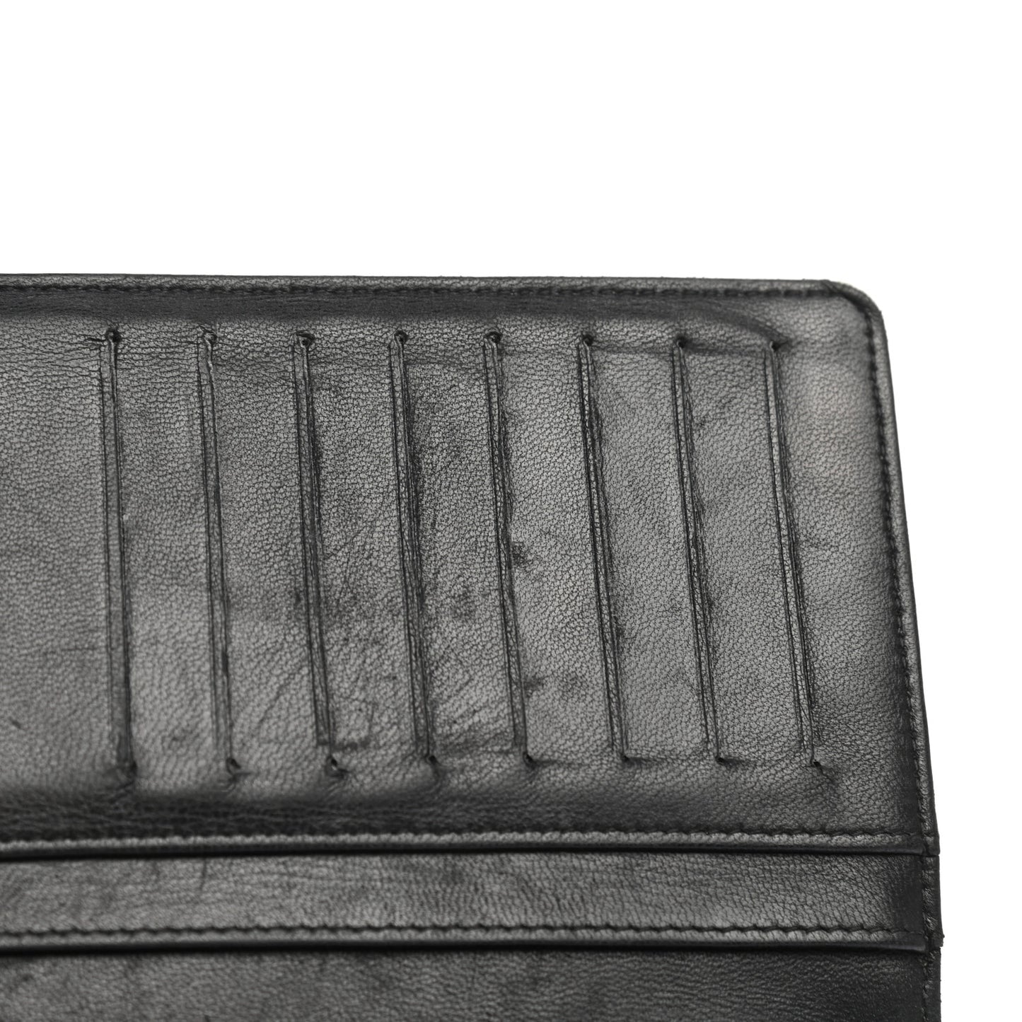 Patent Calfskin Lucky Symbols Yen Wallet Black