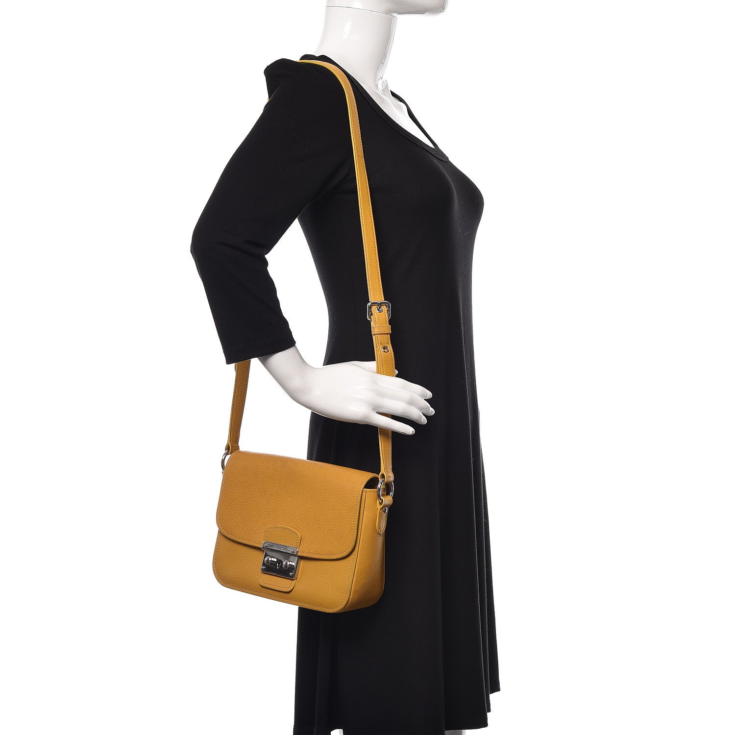 Miu Miu Goatskin Madras Shoulder Bag Yellow 2 of 18