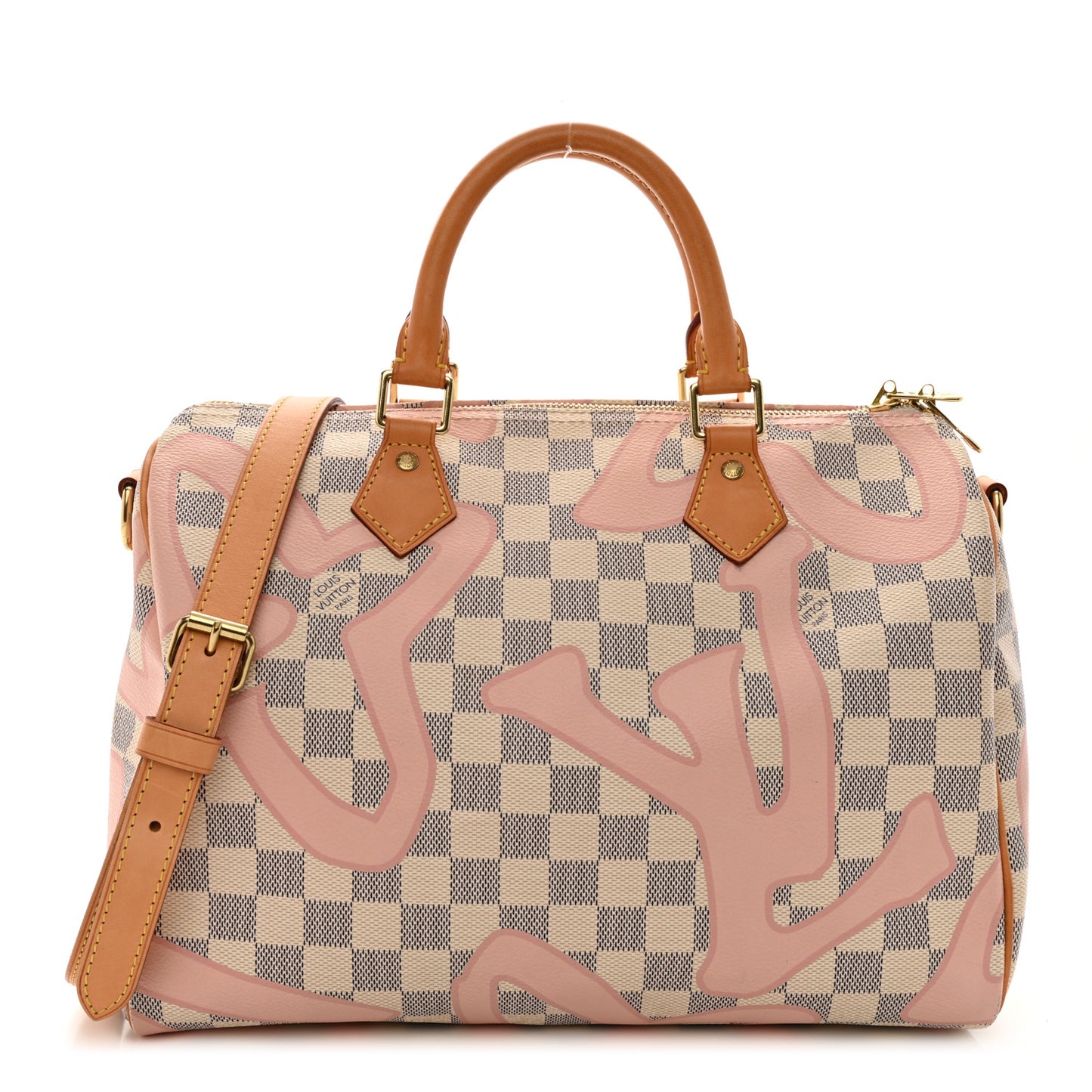 Damier Azur Tahitienne Speedy Bandouliere 30 Rose Ballerine