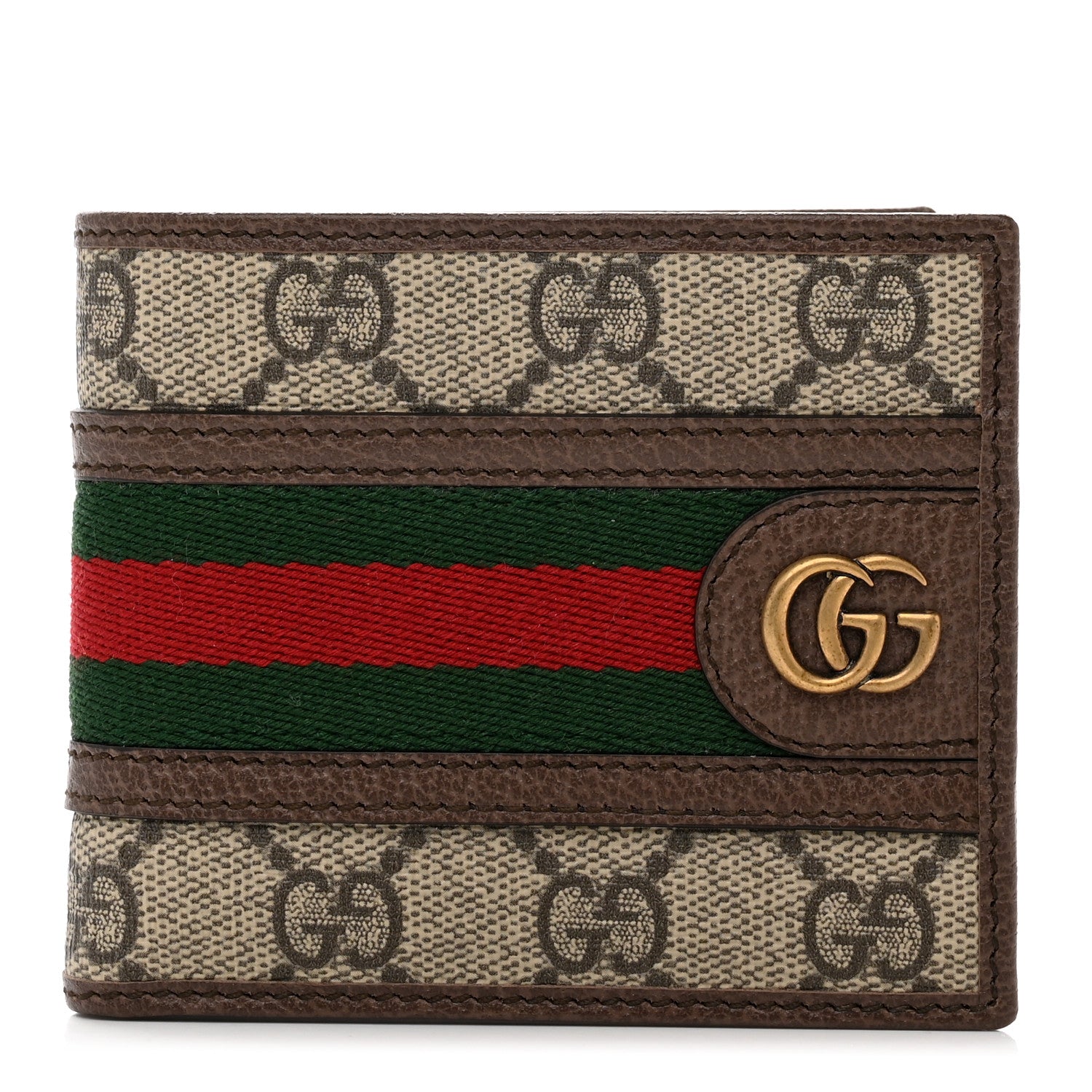 Gucci GG Supreme Monogram Web Mens Ophidia Bi-Fold Wallet Beige New Acero 1 of 8