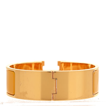 Hermes Enamel Wide Clic Clac H Bracelet PM Jaune Madras 3 of 5