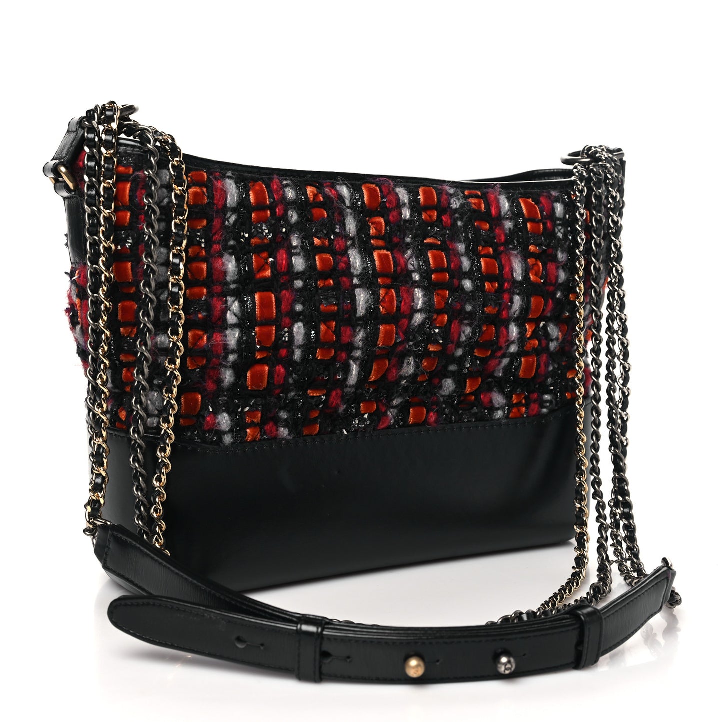 Tweed Calfskin Medium Gabrielle Hobo Black Red Blue