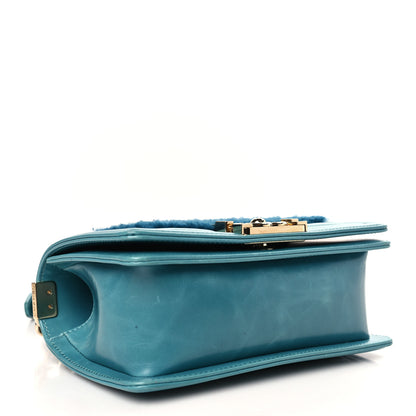 Chanel Shearling Calfskin Small Boy Flap Turquoise 4 of 12