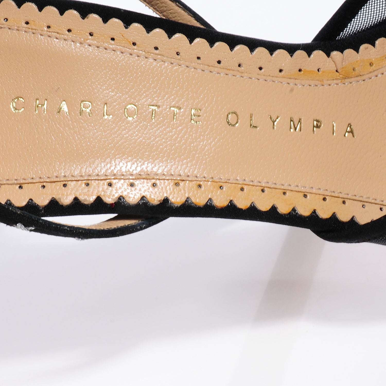 FASHIONPHILE CHARLOTTEOLYMPIACrepeSatinParisAnkleStrapPlatformSandals37Black 7 of 7