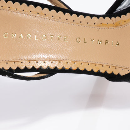 FASHIONPHILE CHARLOTTEOLYMPIACrepeSatinParisAnkleStrapPlatformSandals37Black 7 of 7