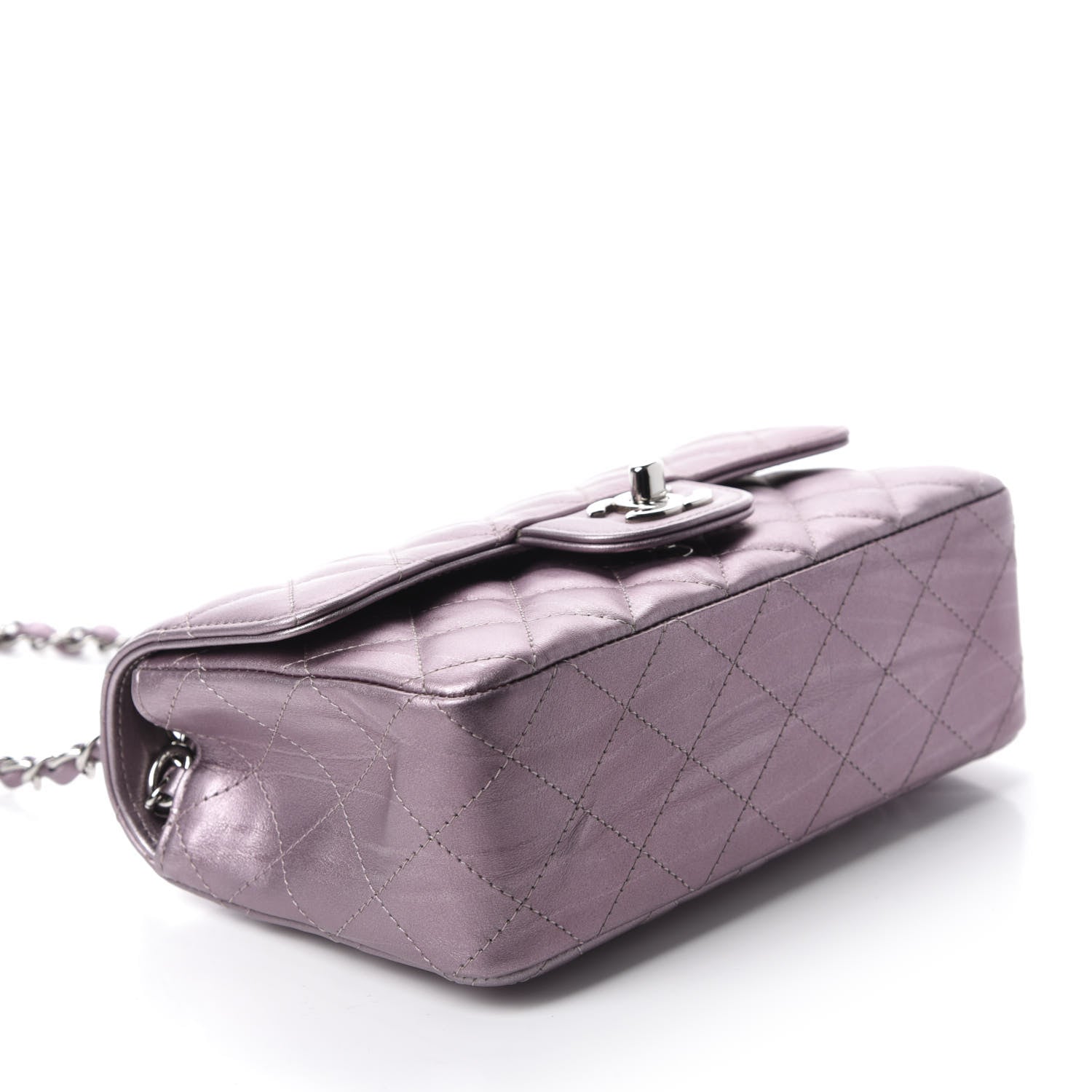 Chanel Metallic Calfskin Quilted Mini Rectangular Flap Pink 4 of 11