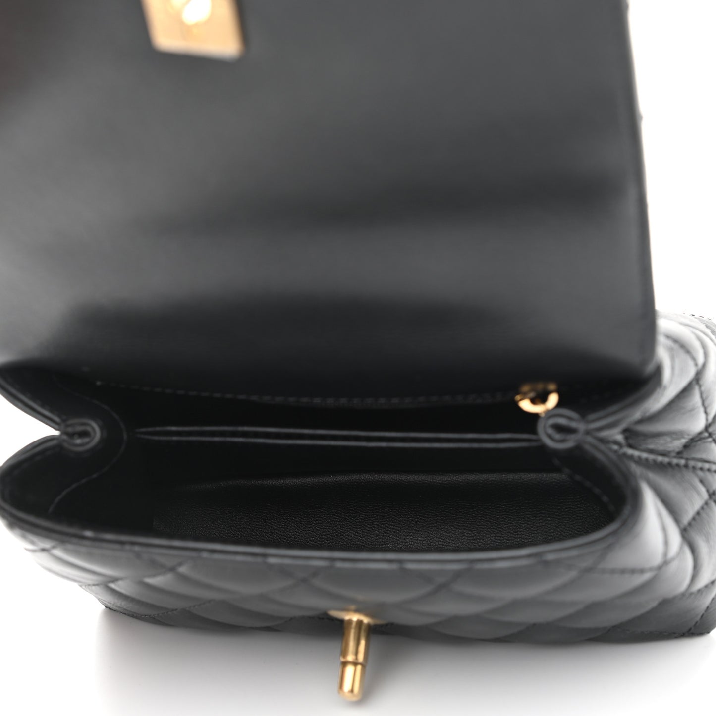 Calfskin Crystal Quilted Extra Mini Coco Handle Flap Black