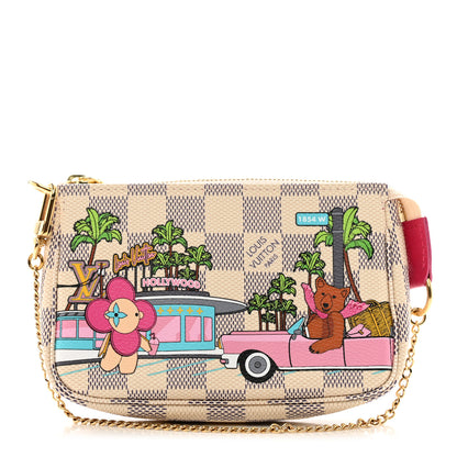 Louis Vuitton Damier Azur 2021 Christmas Animation Hollywood Mini Pochette Accessories Fuchsia 1 of 8