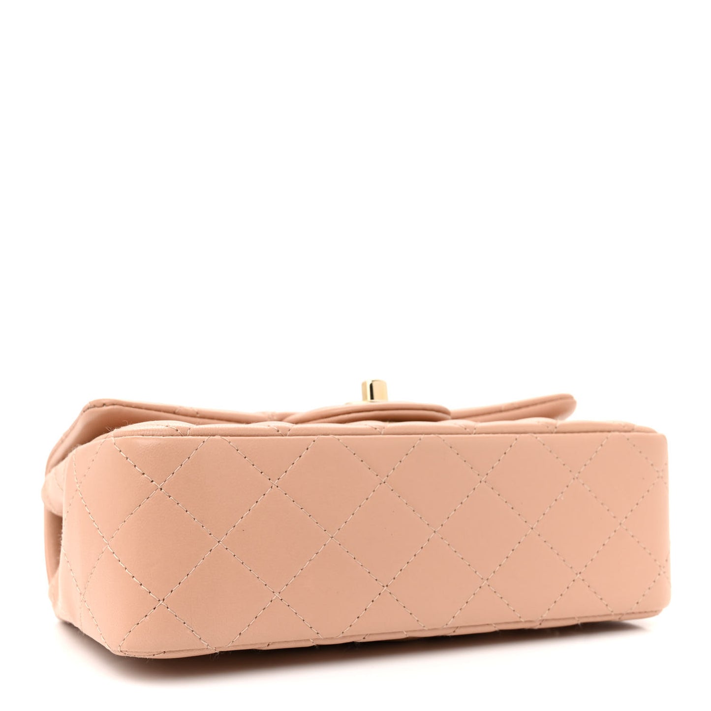 Lambskin Quilted Mini Rectangular Flap Beige