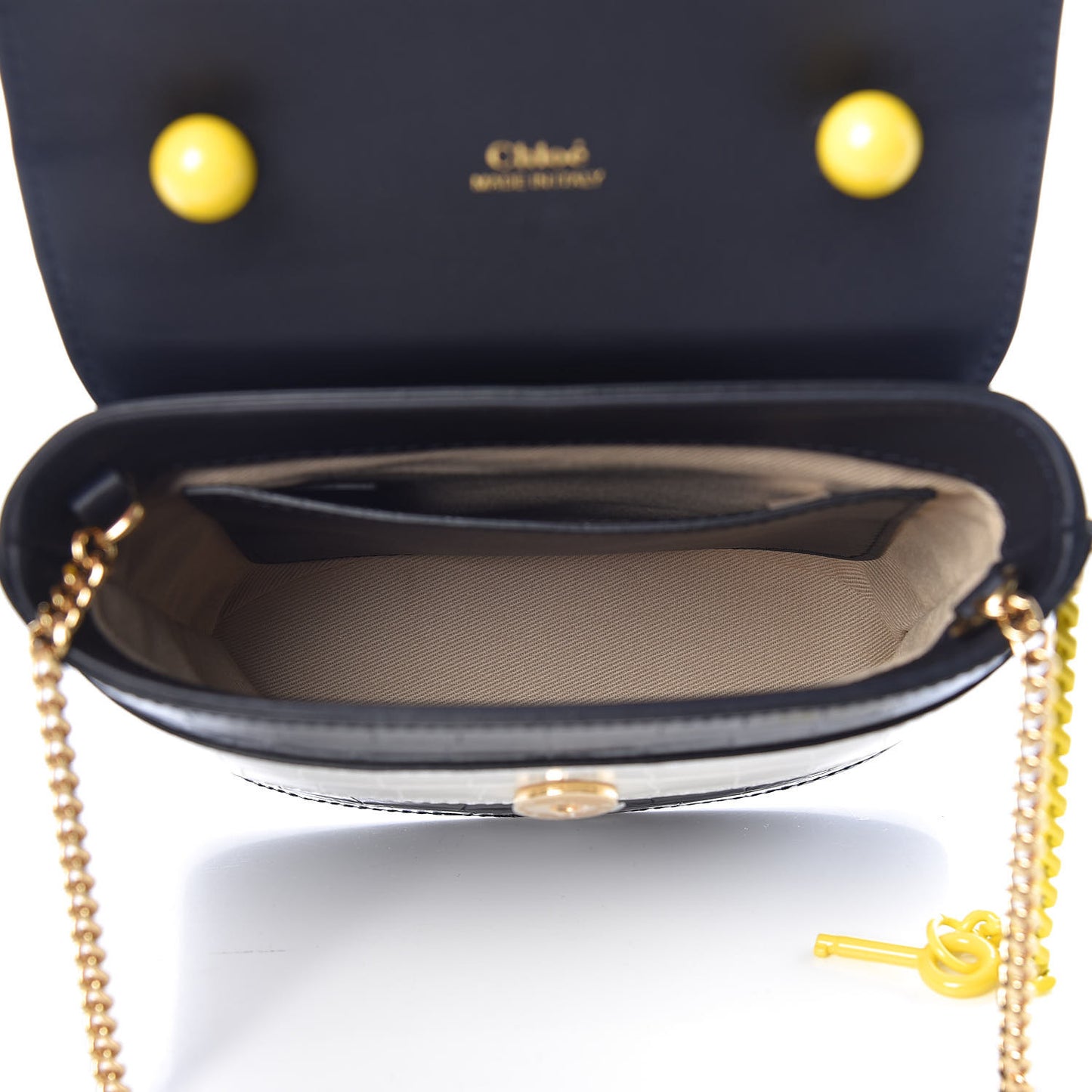 Calfskin Crocodile Embossed Small Aby Lock Full Blue