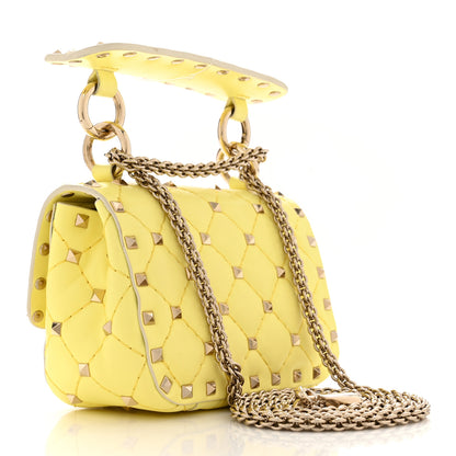 Valentino Garavani Calfskin Micro Rockstud Spike Shoulder Bag Yellow 3 of 10