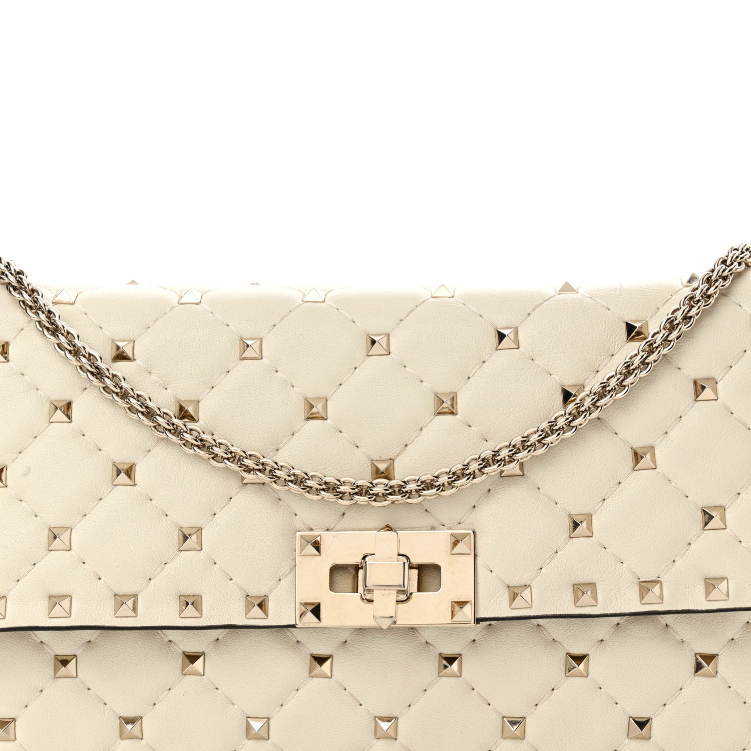 Valentino Garavani Nappa Rockstud Spike Wallet on Chain Light Ivory 7 of 16