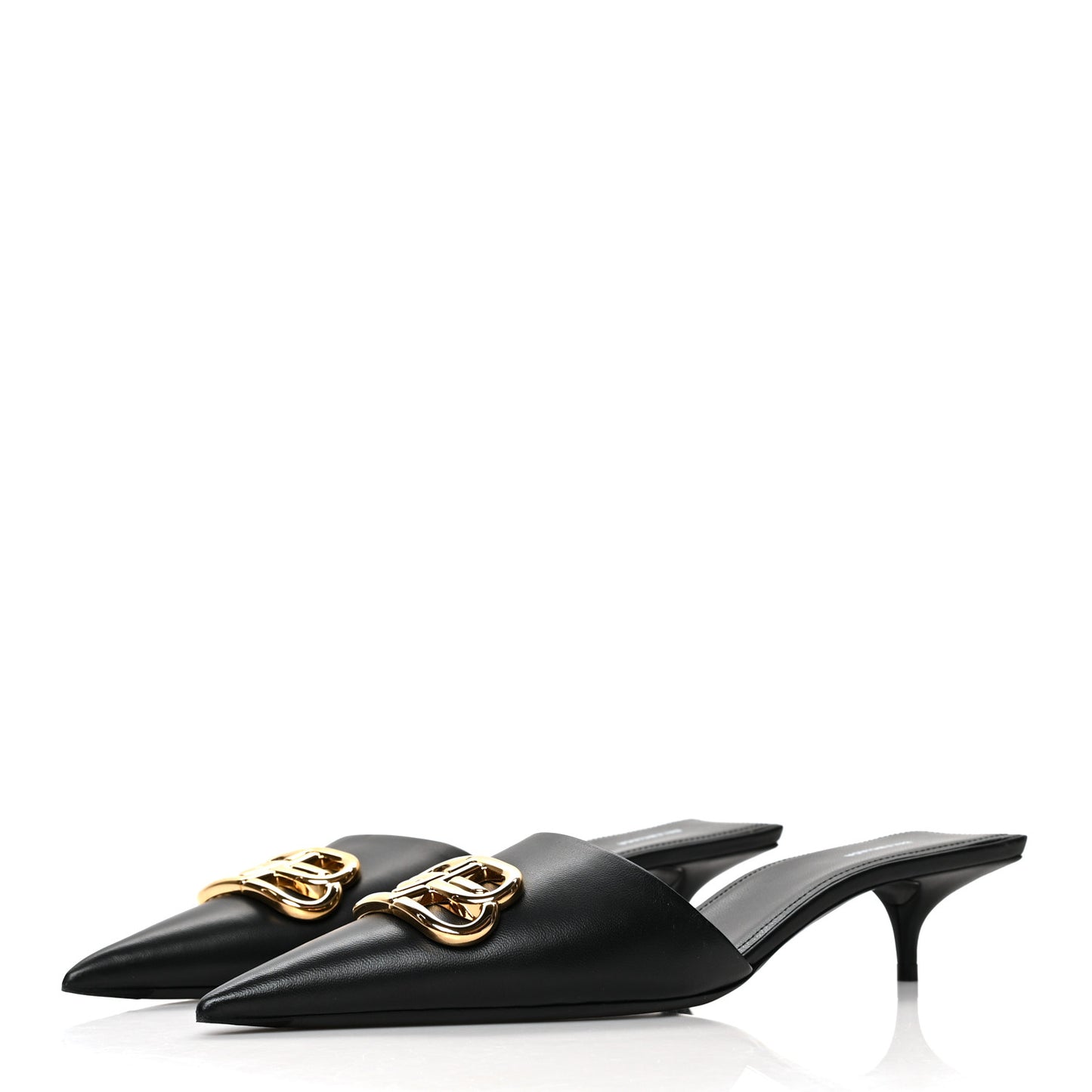 Soft Nappa BB Square Knife Pointed Toe 40mm Mules 39 Black