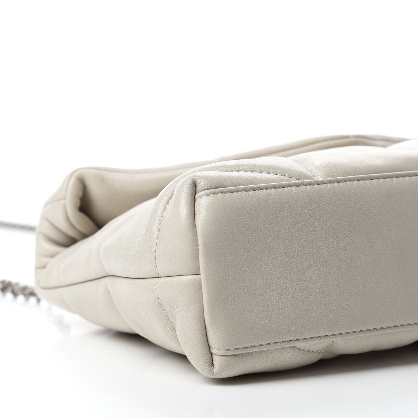 Lambskin Quilted Toy Loulou Puffer Monogram Chain Satchel Crema Soft
