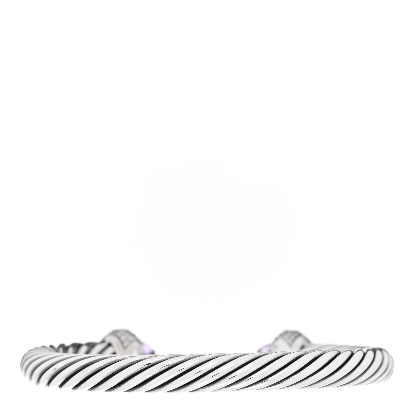 Sterling Silver Diamond Lavender Amethyst 7mm Cable Bracelet