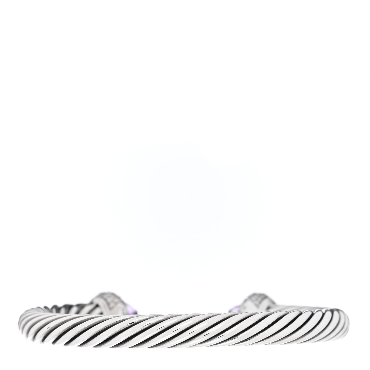 David Yurman Sterling Silver Diamond Lavender Amethyst 7mm Cable Bracelet 2 of 3