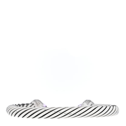 David Yurman Sterling Silver Diamond Lavender Amethyst 7mm Cable Bracelet 2 of 3