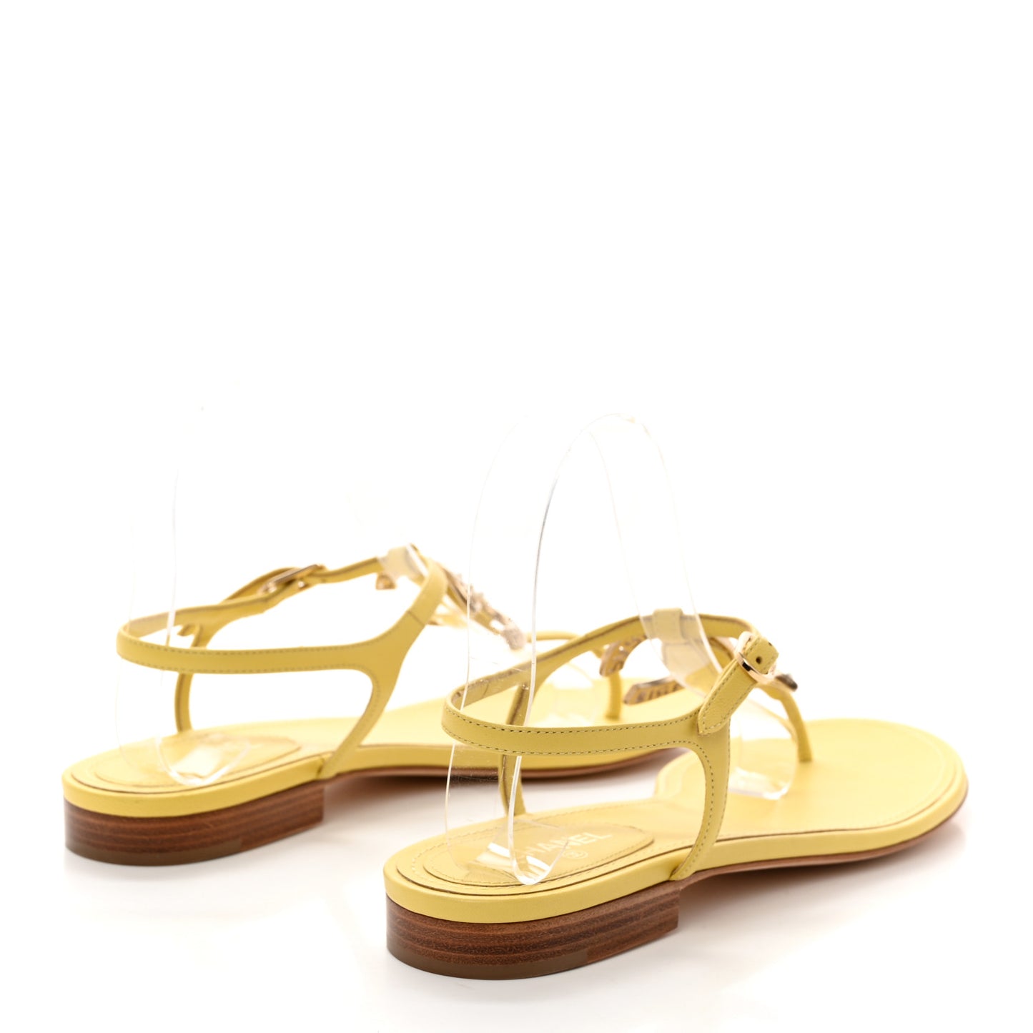 Lambskin CC Logo Thong Sandals 39.5 Yellow
