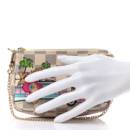 Louis Vuitton Damier Azur 2021 Christmas Animation Hollywood Mini Pochette Accessories Fuchsia 2 of 7