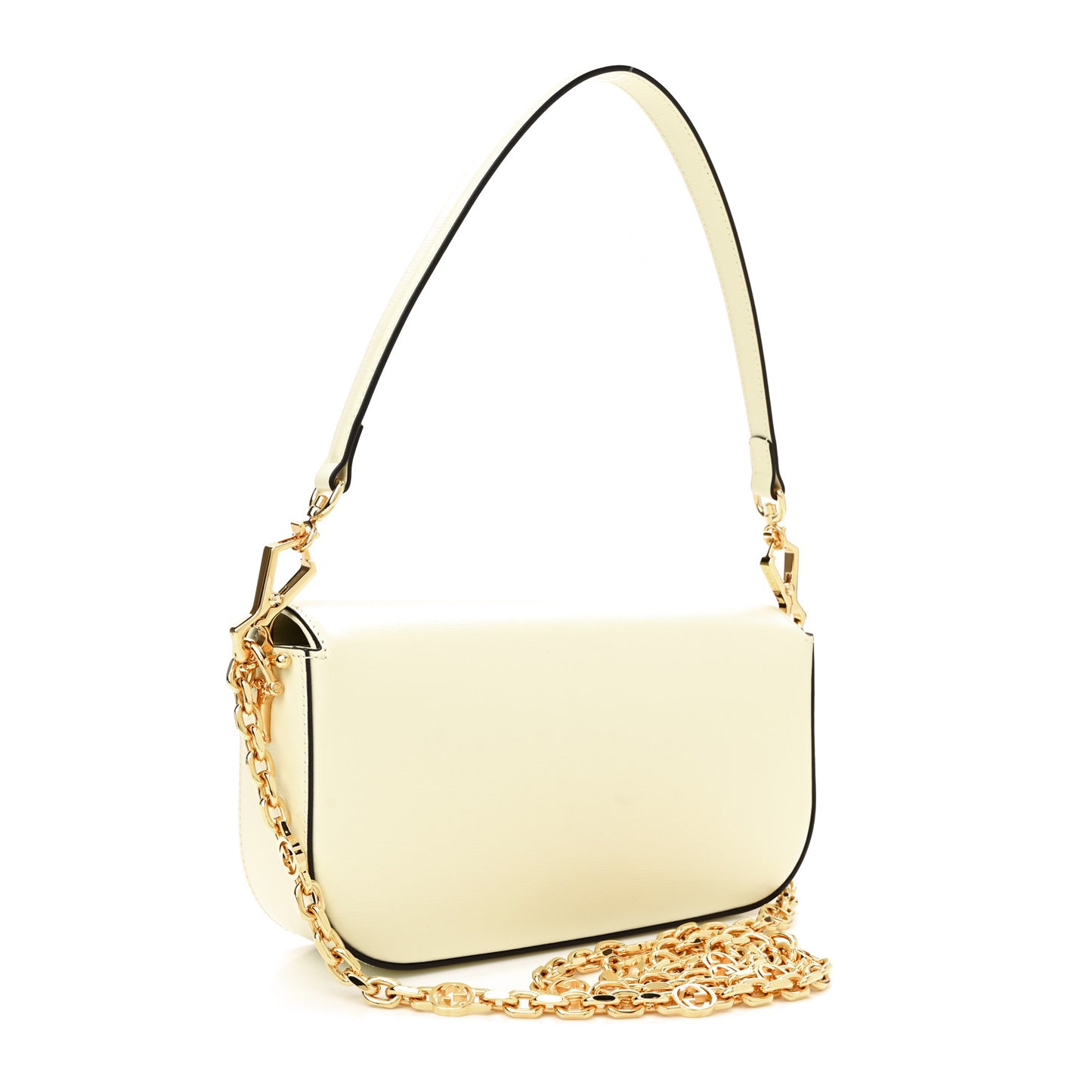 Azalea Calfskin Crystal Small Horsebit 1955 Chain Shoulder Bag White