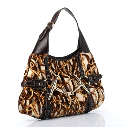 Gucci Velvet Large Horsebit 85th Anniversary Hobo Brown 2 of 4