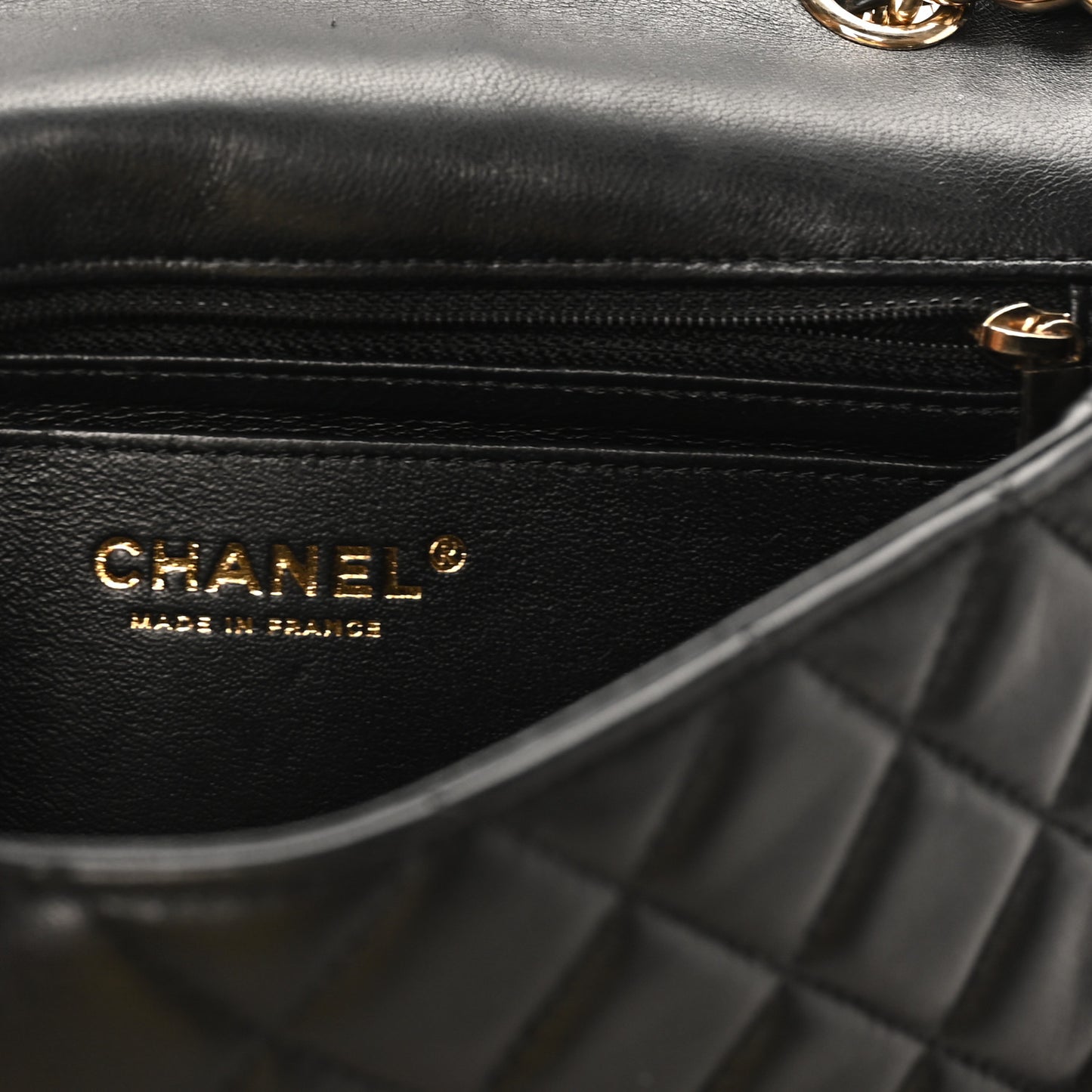 Lambskin Quilted Mini Coco Charms Rectangular Flap Black