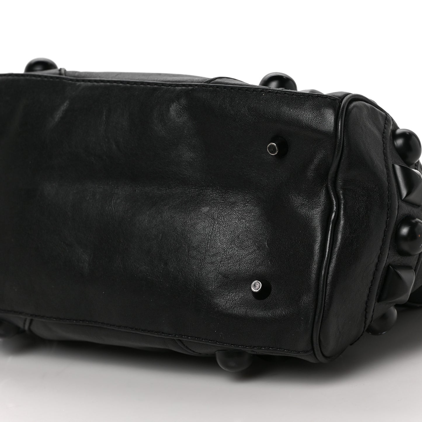 Calfskin Mega Stud Chester Bowling Bag Black