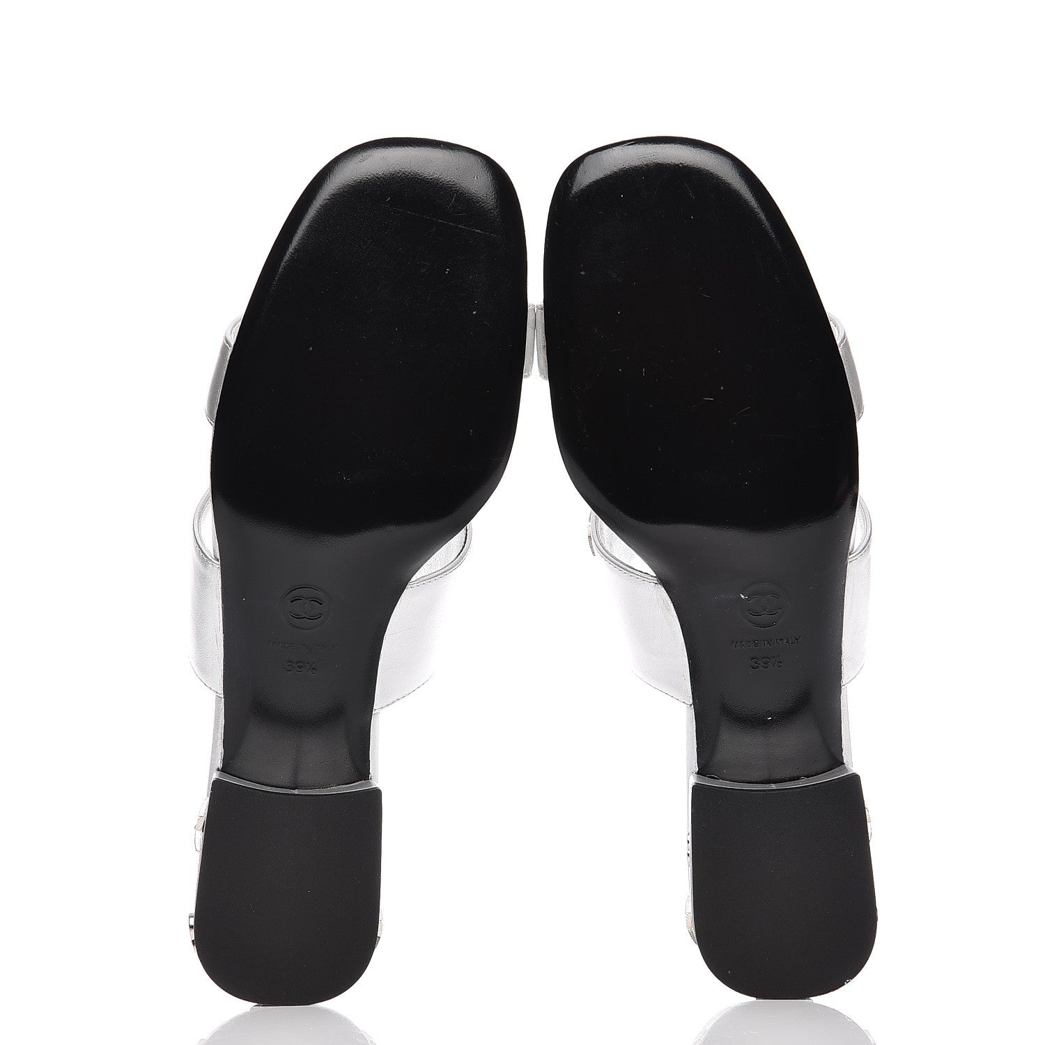 Chanel Iridescent Calfskin Crystal Stars Mules 39.5 Silver 5 of 12