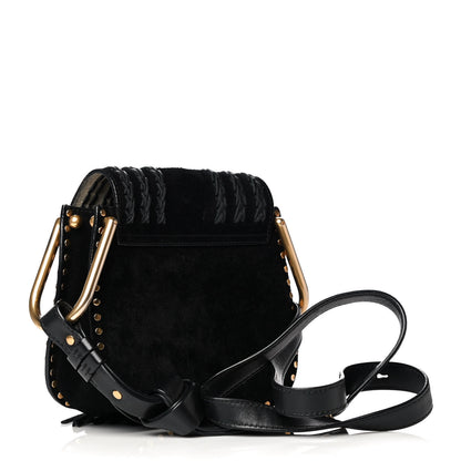 Chloe Suede Calfskin Braided Mini Hudson Shoulder Bag Black 3 of 13