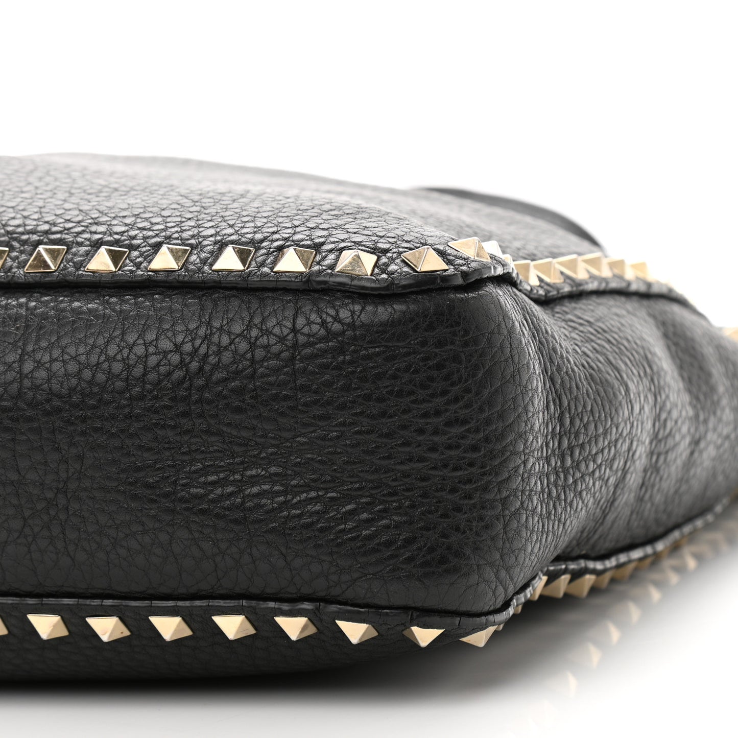 Pebbled Calfskin Large Rockstud Flip-Lock Messenger Bag Black