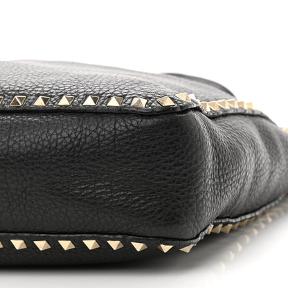 Valentino Garavani Pebbled Calfskin Large Rockstud Flip-Lock Messenger Bag Black 9 of 11