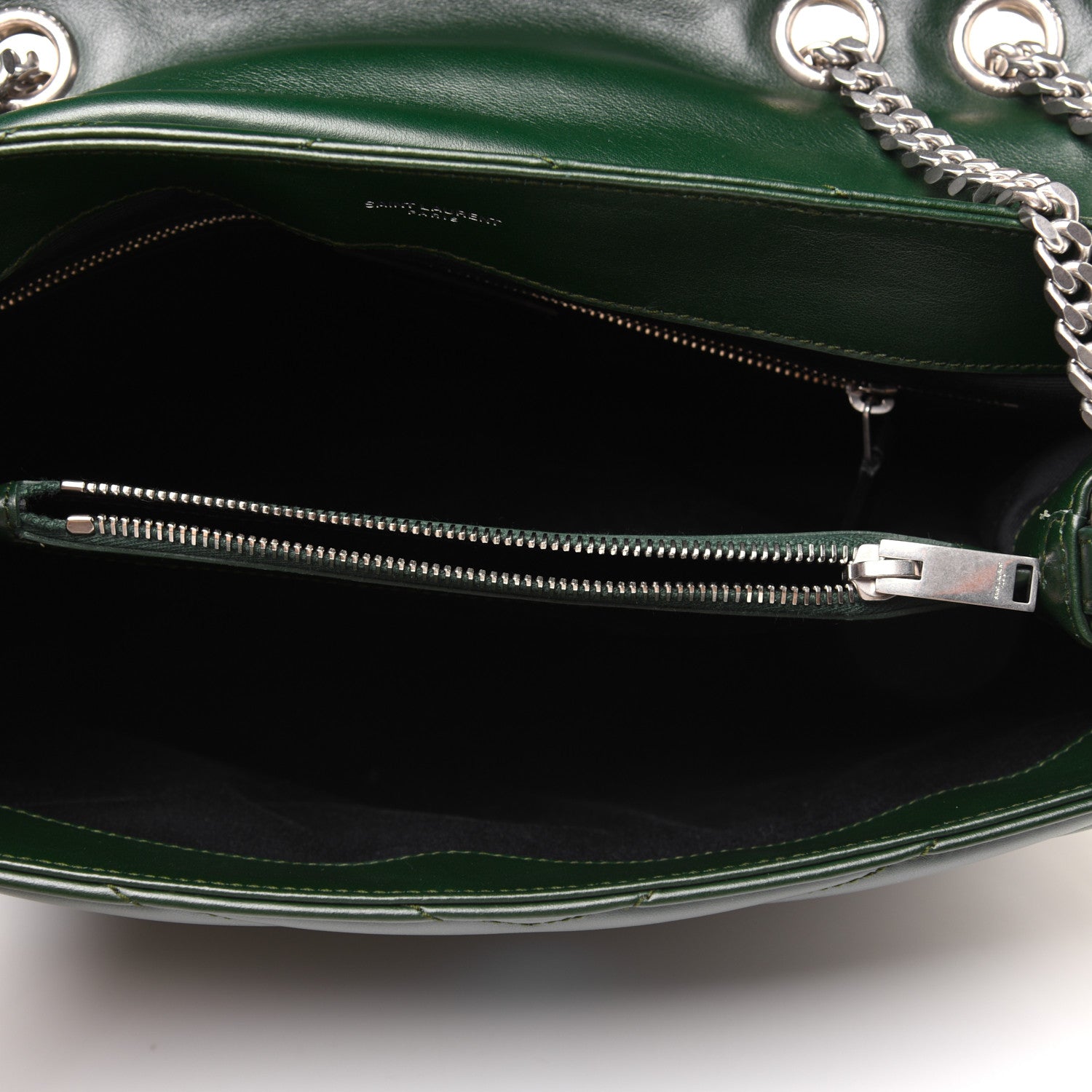 Saint Laurent Calfskin Y Quilted Monogram Medium Loulou Chain Satchel Olive 5 of 20