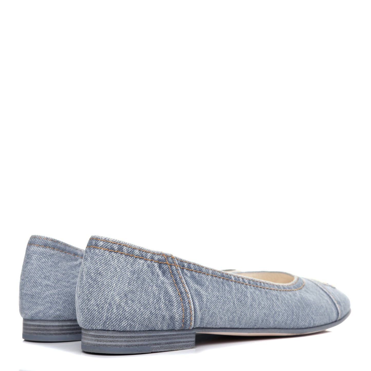 Denim CC Cap Toe Ballerina Flats 38.5 Light Blue