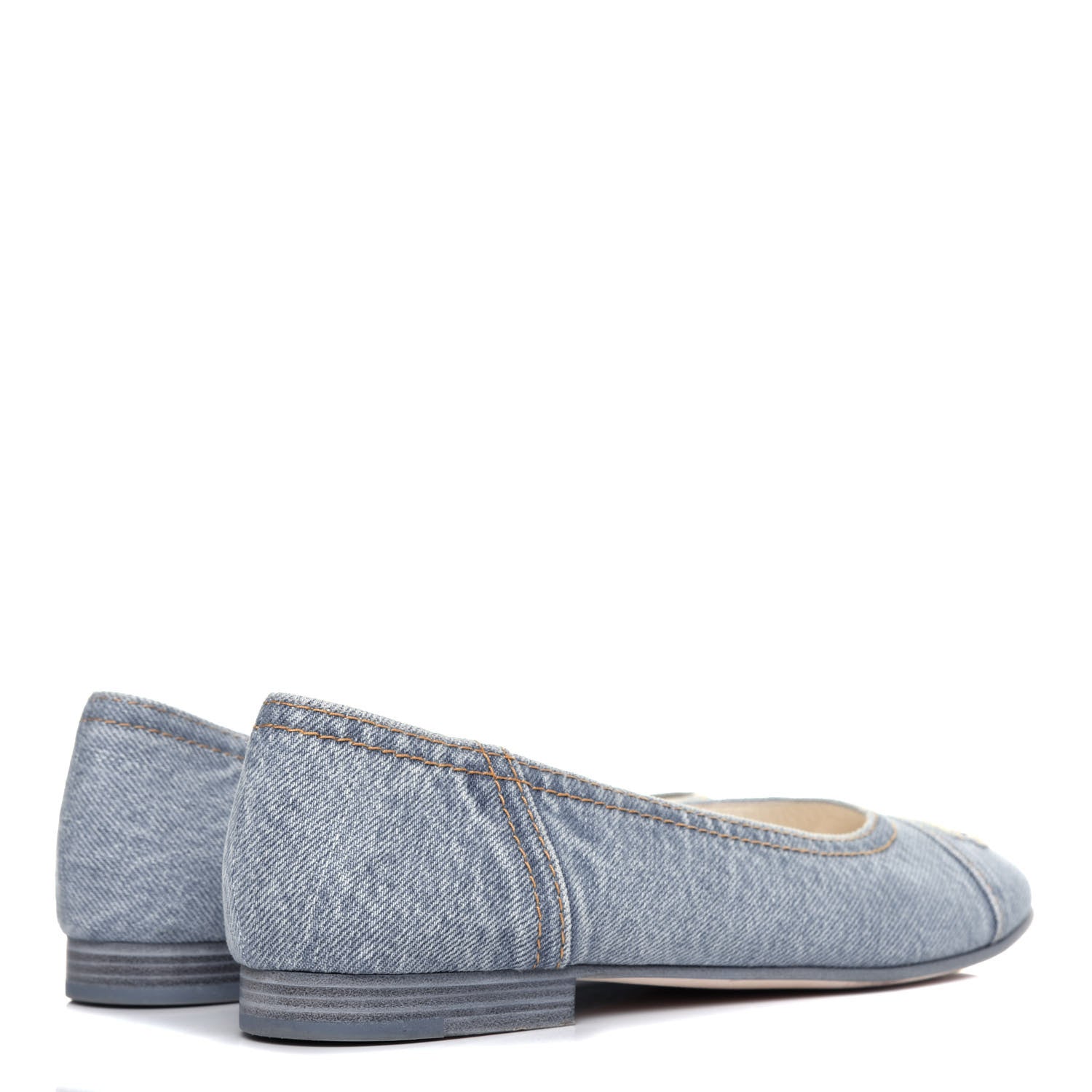 Chanel Denim CC Cap Toe Ballerina Flats 38.5 Light Blue 4 of 12