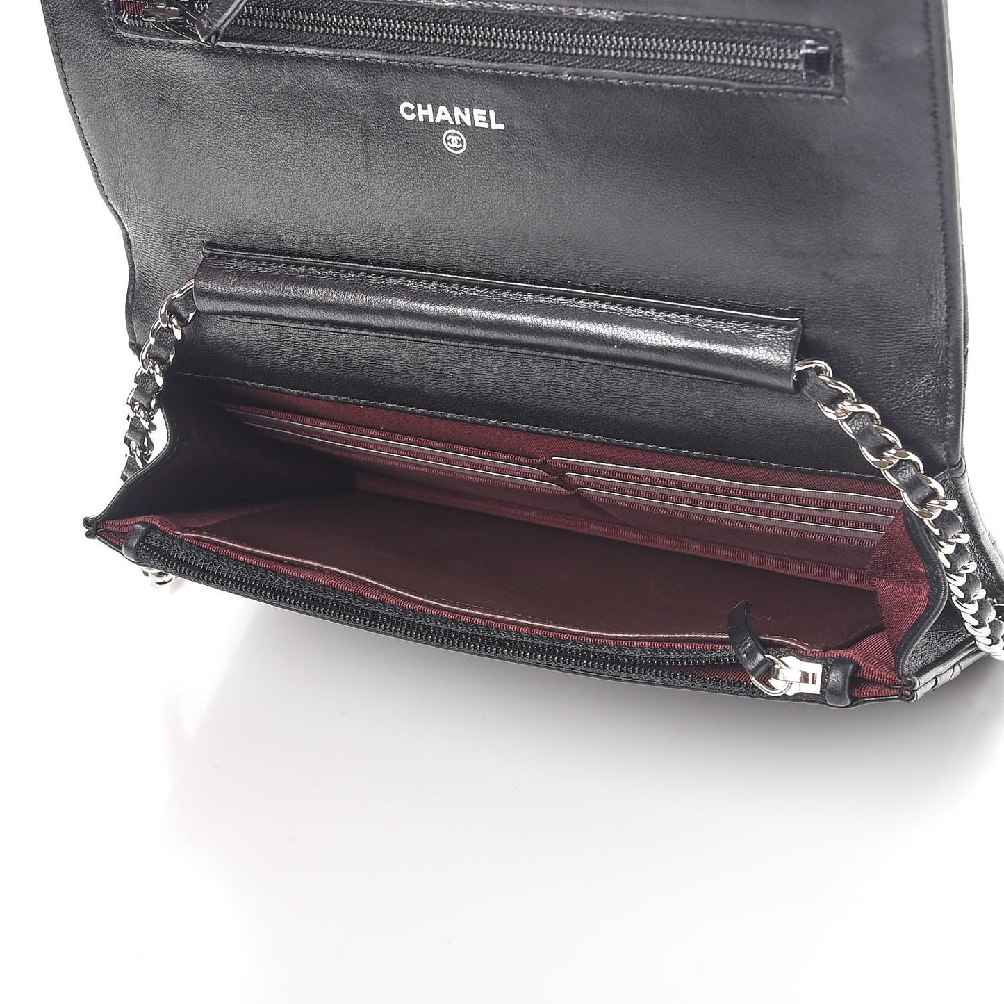 Lambskin Quilted Wallet On Chain WOC Black