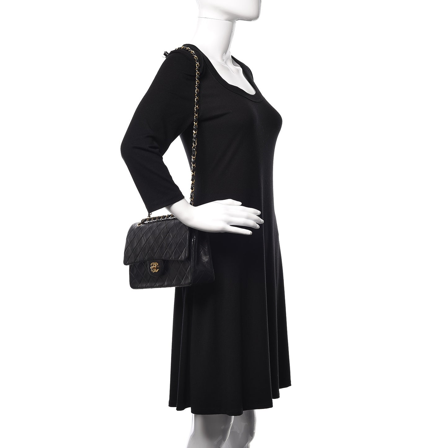 Lambskin Quilted Medium Double Flap Black
