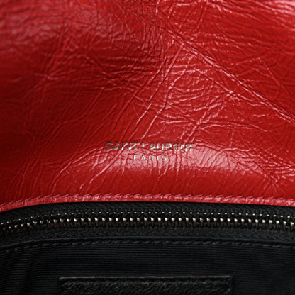 Saint Laurent Crinkled Calfskin Matelasse Monogram Large Niki Chain Satchel Rouge Eros 7 of 12